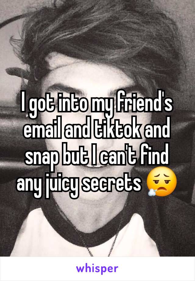 I got into my friend's email and tiktok and snap but I can't find any juicy secrets 😮‍💨