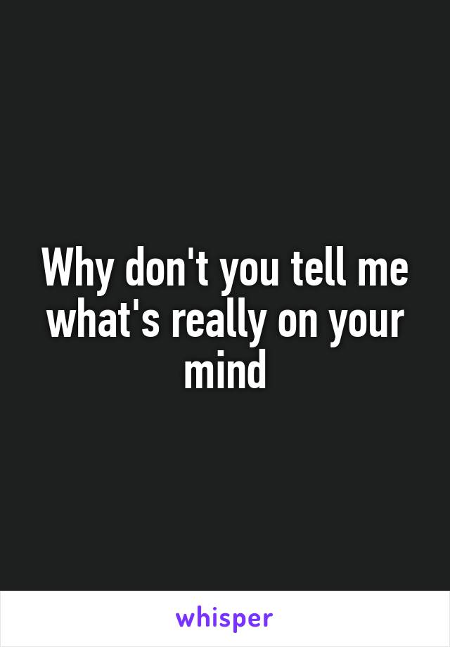 Why don't you tell me what's really on your mind