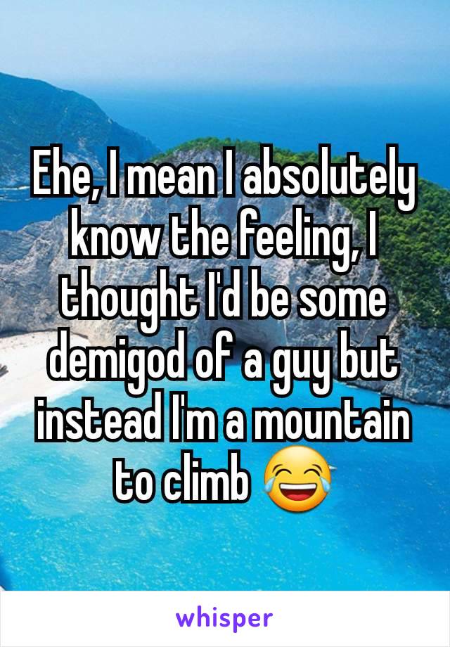 Ehe, I mean I absolutely know the feeling, I thought I'd be some demigod of a guy but instead I'm a mountain to climb 😂