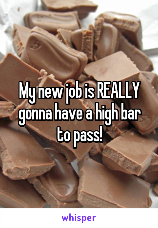 My new job is REALLY gonna have a high bar to pass!