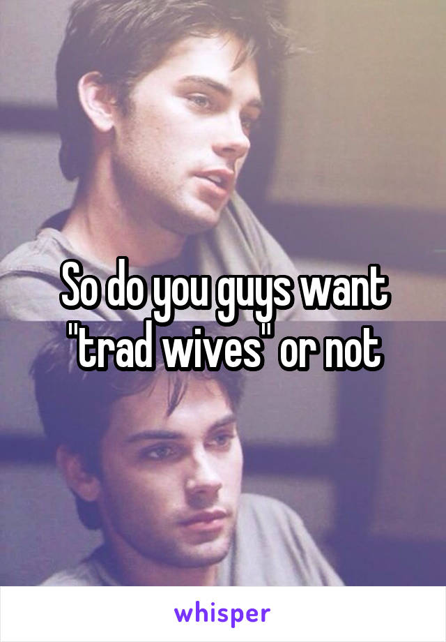 So do you guys want "trad wives" or not