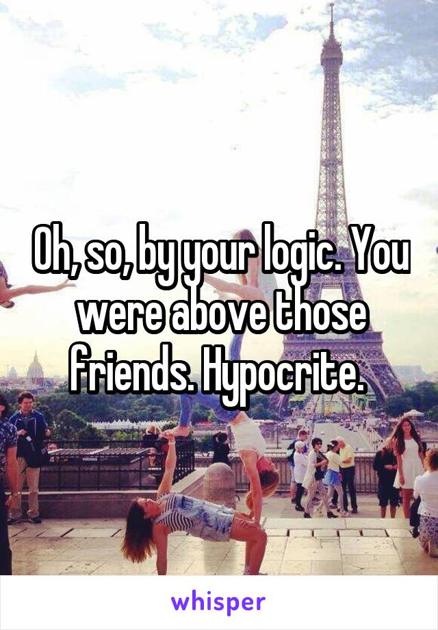 Oh, so, by your logic. You were above those friends. Hypocrite. 