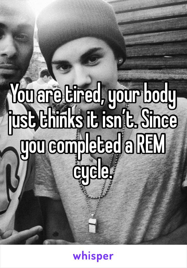 You are tired, your body just thinks it isn’t. Since you completed a REM cycle. 