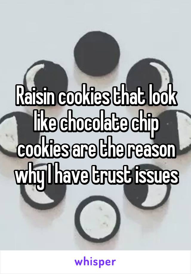 Raisin cookies that look like chocolate chip cookies are the reason why I have trust issues