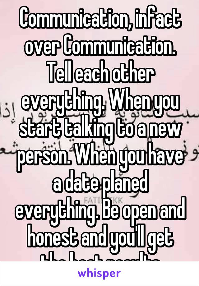 Communication, infact over Communication. Tell each other everything. When you start talking to a new person. When you have a date planed everything. Be open and honest and you'll get the best results