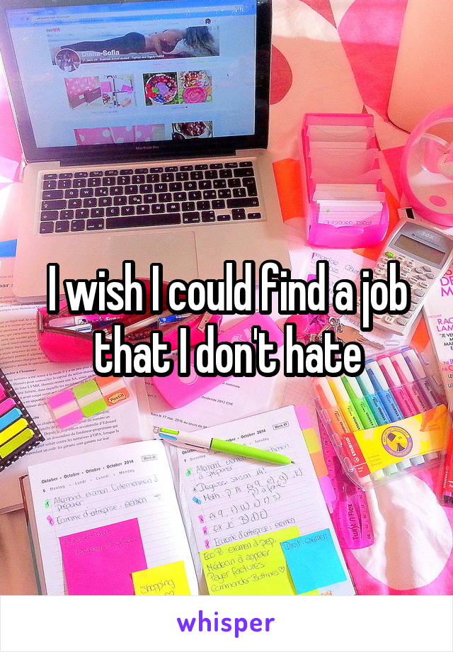 I wish I could find a job that I don't hate