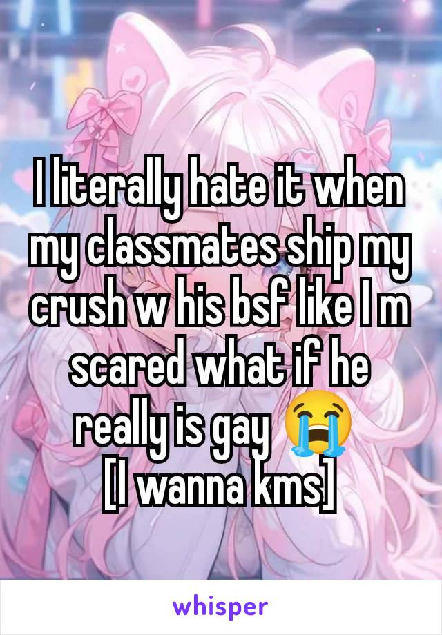 I literally hate it when my classmates ship my crush w his bsf like I m scared what if he really is gay 😭 
[I wanna kms]