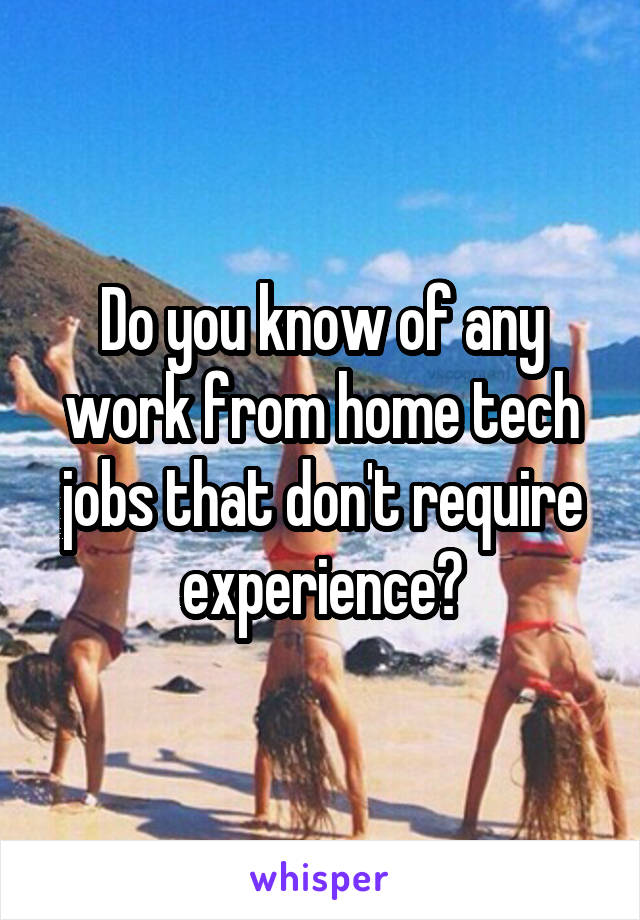 Do you know of any work from home tech jobs that don't require experience?