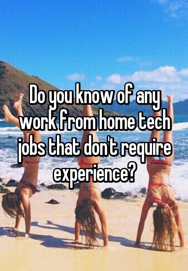 Do you know of any work from home tech jobs that don't require experience?