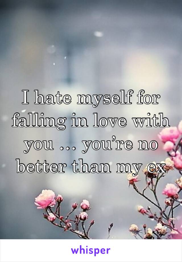 I hate myself for falling in love with you … you’re no better than my ex