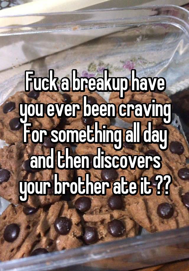 Fuck a breakup have you ever been craving For something all day and then discovers your brother ate it ??