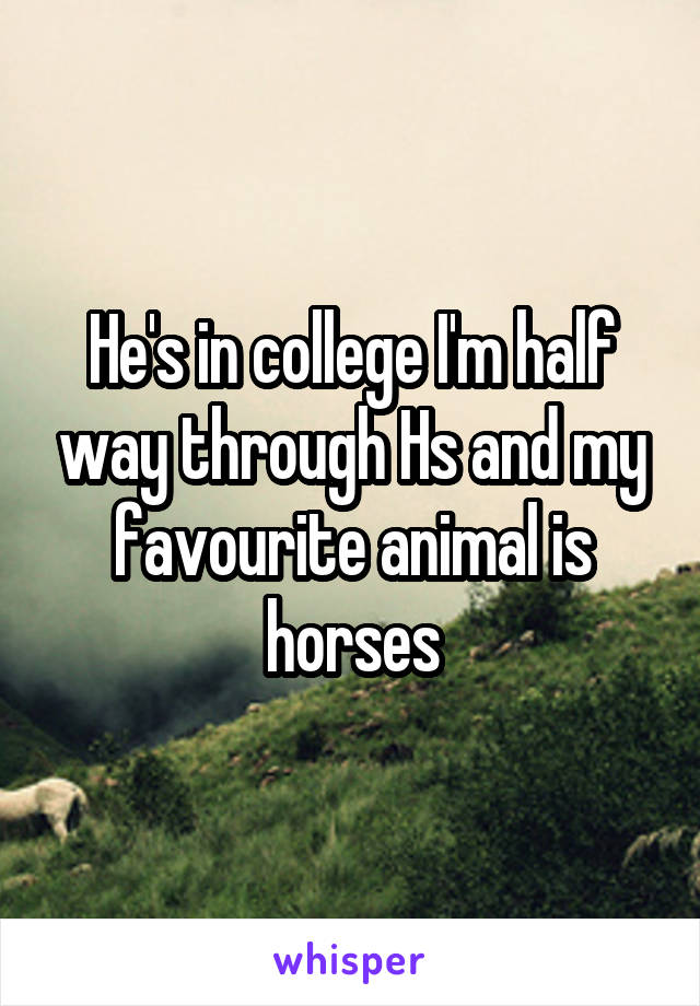 He's in college I'm half way through Hs and my favourite animal is horses