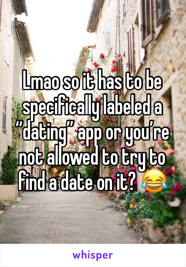 Lmao so it has to be specifically labeled a “dating” app or you’re not allowed to try to find a date on it? 😂