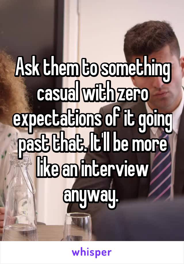 Ask them to something casual with zero expectations of it going past that. It'll be more like an interview anyway. 