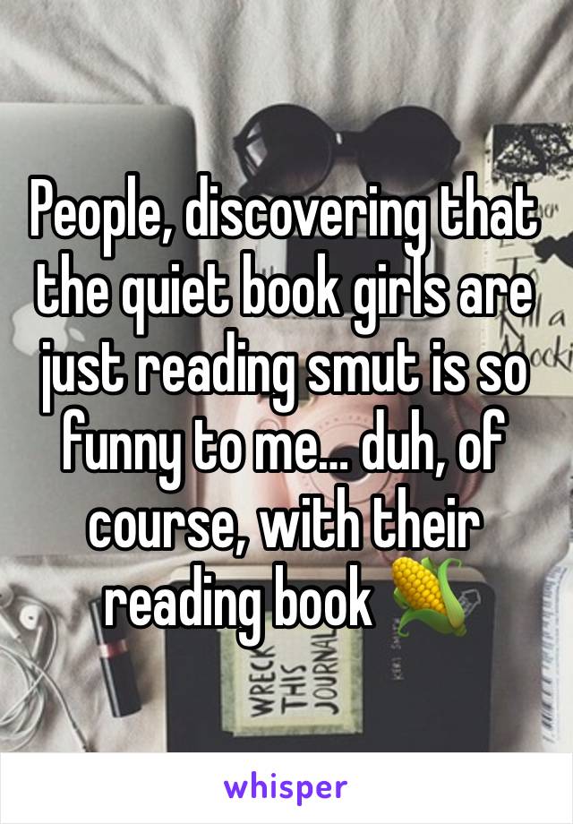 People, discovering that the quiet book girls are just reading smut is so funny to me… duh, of course, with their reading book 🌽