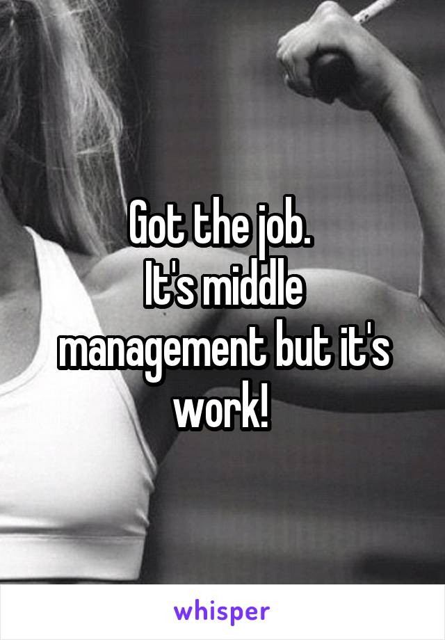 Got the job. 
It's middle management but it's work! 