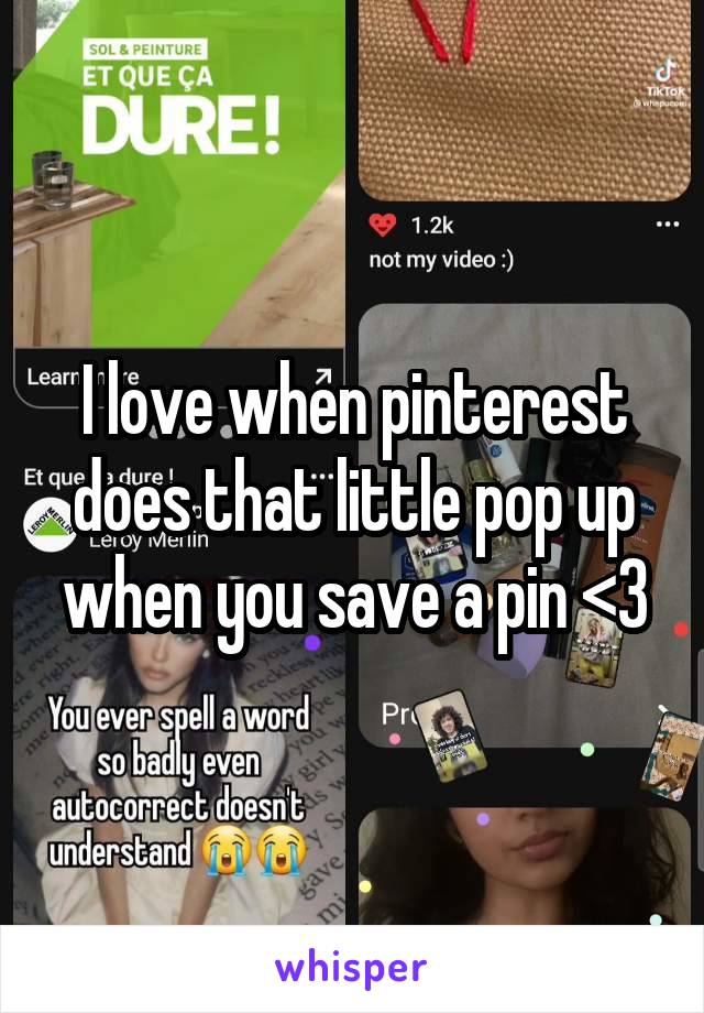 I love when pinterest does that little pop up when you save a pin <3