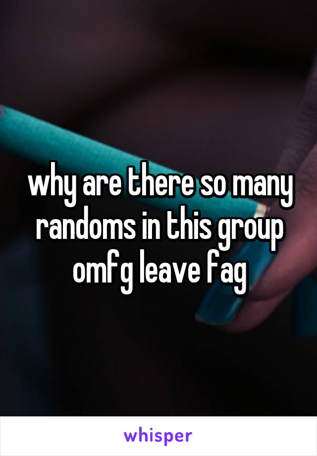 why are there so many randoms in this group omfg leave fag