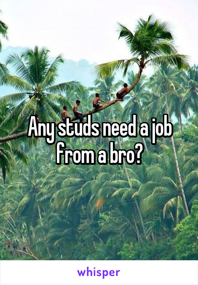 Any studs need a job from a bro?