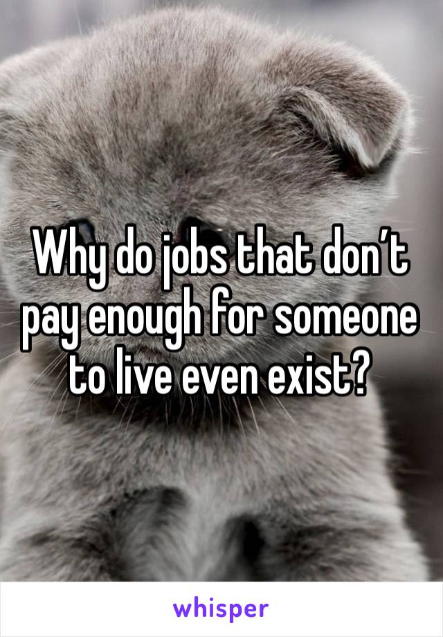 Why do jobs that don’t pay enough for someone to live even exist?