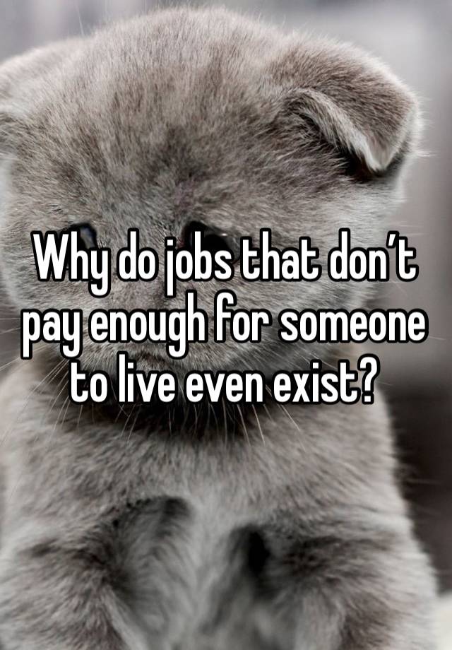 Why do jobs that don’t pay enough for someone to live even exist?