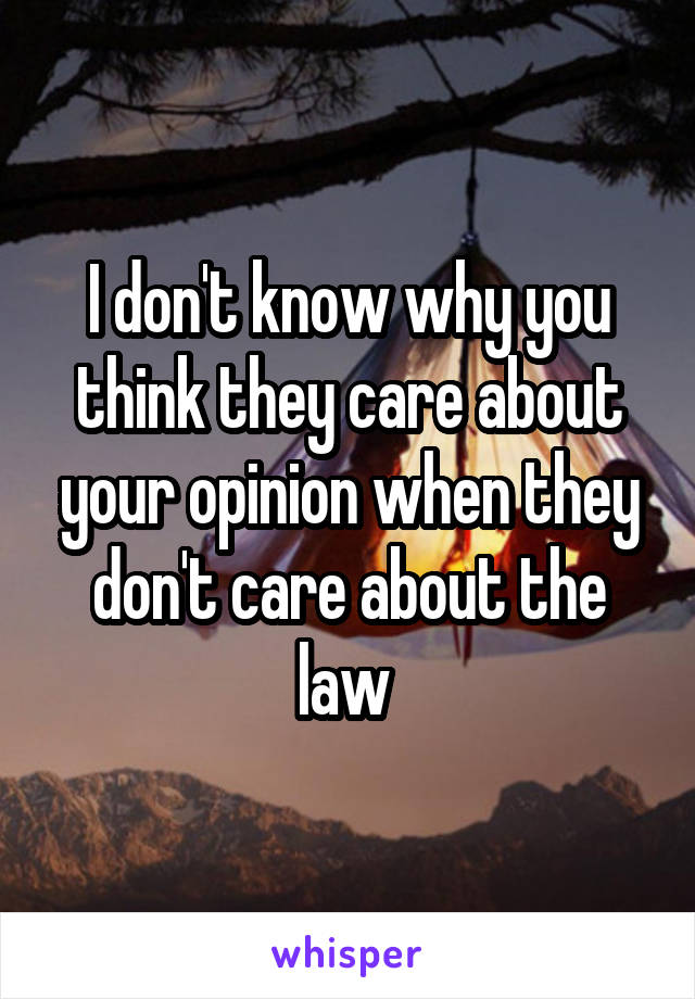 I don't know why you think they care about your opinion when they don't care about the law 