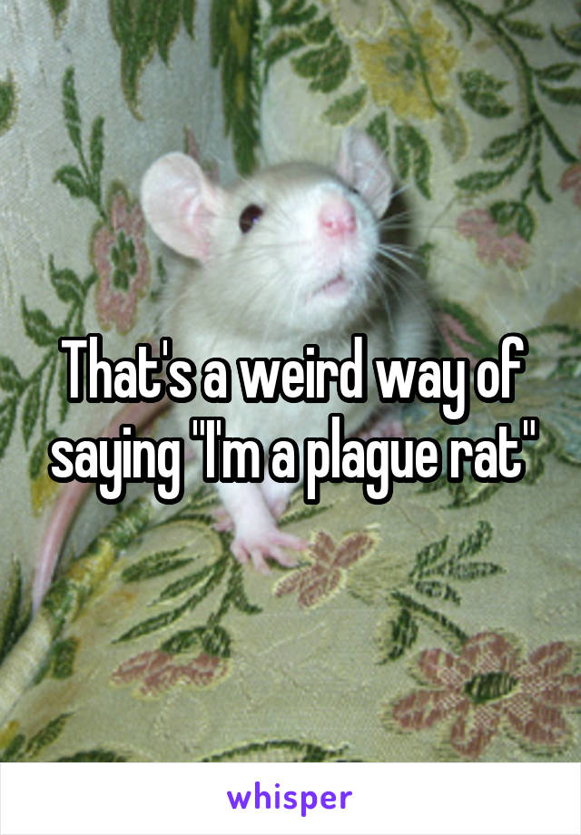 That's a weird way of saying "I'm a plague rat"