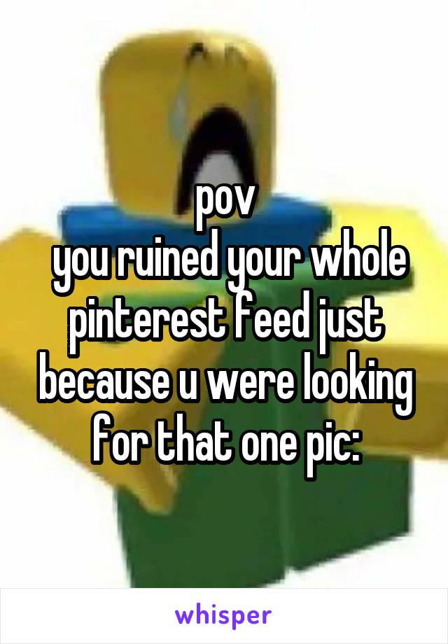 pov
 you ruined your whole pinterest feed just because u were looking for that one pic: