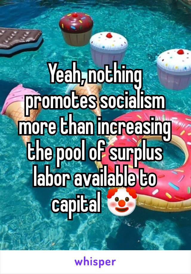 Yeah, nothing promotes socialism more than increasing the pool of surplus labor available to capital 🤡