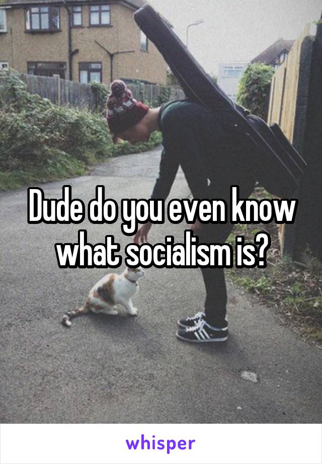 Dude do you even know what socialism is?