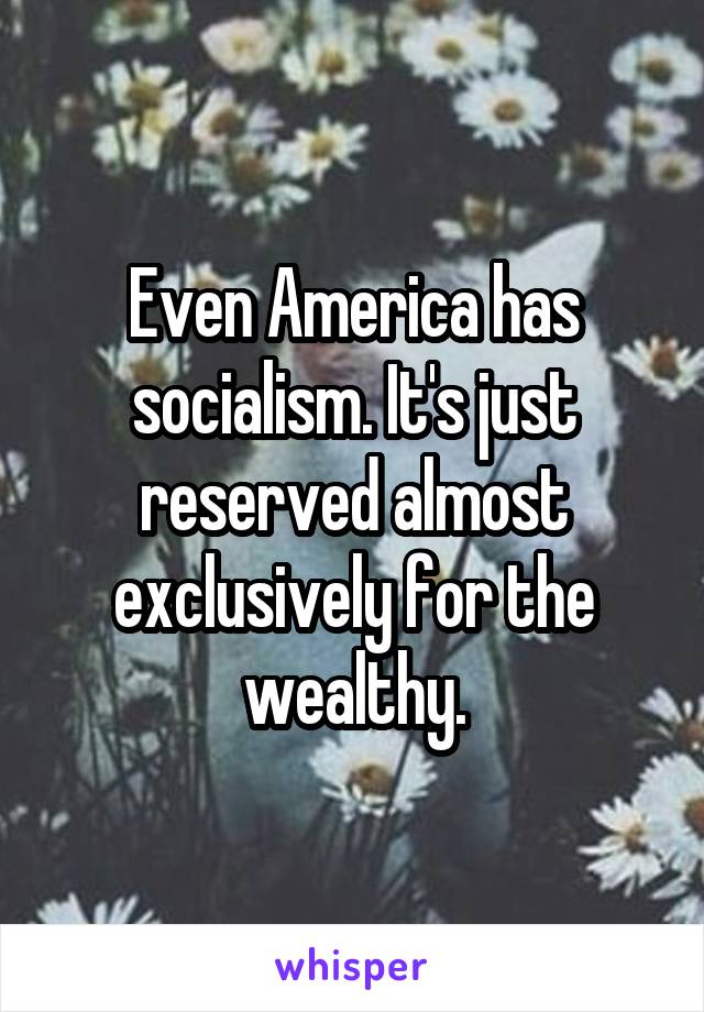 Even America has socialism. It's just reserved almost exclusively for the wealthy.