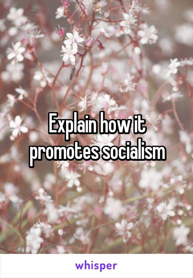 Explain how it promotes socialism