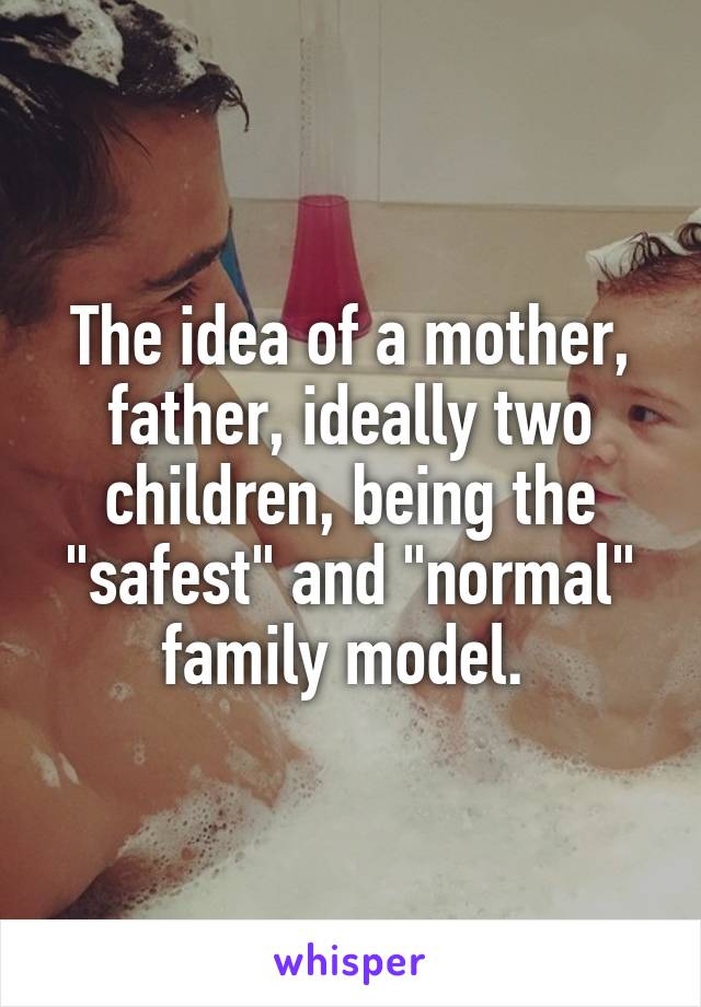 The idea of a mother, father, ideally two children, being the "safest" and "normal" family model. 