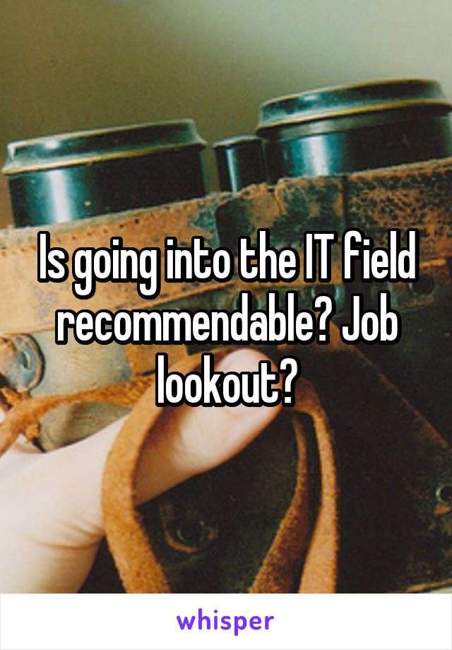 Is going into the IT field recommendable? Job lookout?