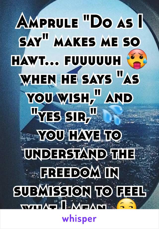 Amprule "Do as I say" makes me so hawt... fuuuuuh 🥵 when he says "as you wish," and "yes sir," 💦 
you have to understand the freedom in submission to feel what I mean. 😏