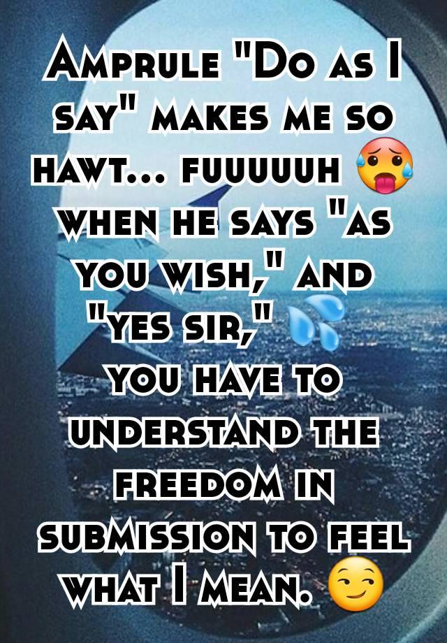 Amprule "Do as I say" makes me so hawt... fuuuuuh 🥵 when he says "as you wish," and "yes sir," 💦 
you have to understand the freedom in submission to feel what I mean. 😏