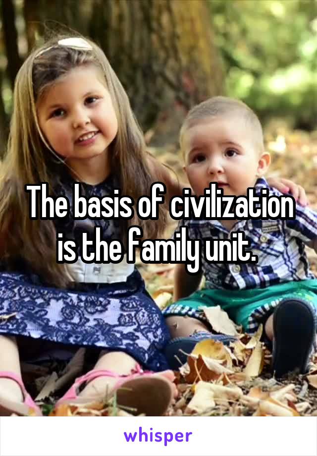 The basis of civilization is the family unit. 