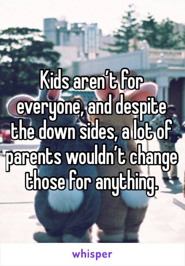 Kids aren’t for everyone, and despite the down sides, a lot of parents wouldn’t change those for anything. 