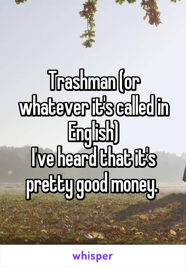 Trashman (or whatever it's called in English)
I've heard that it's pretty good money. 