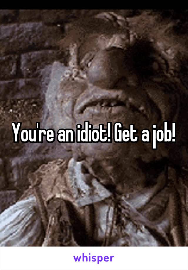 You're an idiot! Get a job!!