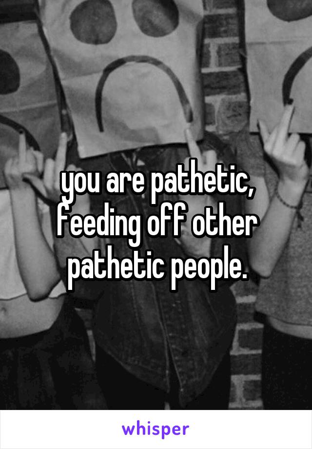 you are pathetic, feeding off other pathetic people.