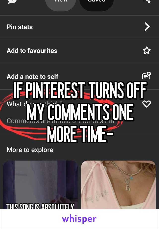 IF PINTEREST TURNS OFF MY COMMENTS ONE MORE TIME-