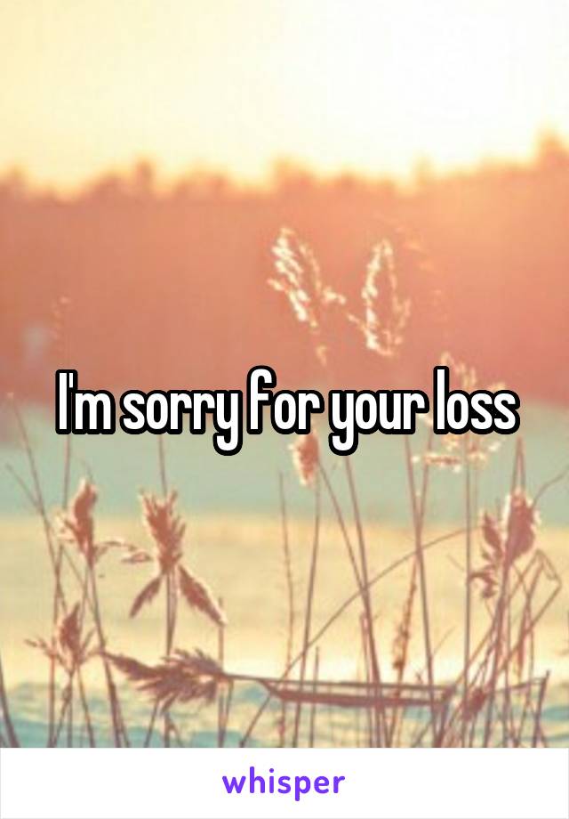 I'm sorry for your loss