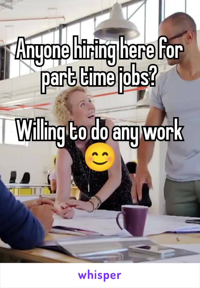 Anyone hiring here for part time jobs?

Willing to do any work 😊