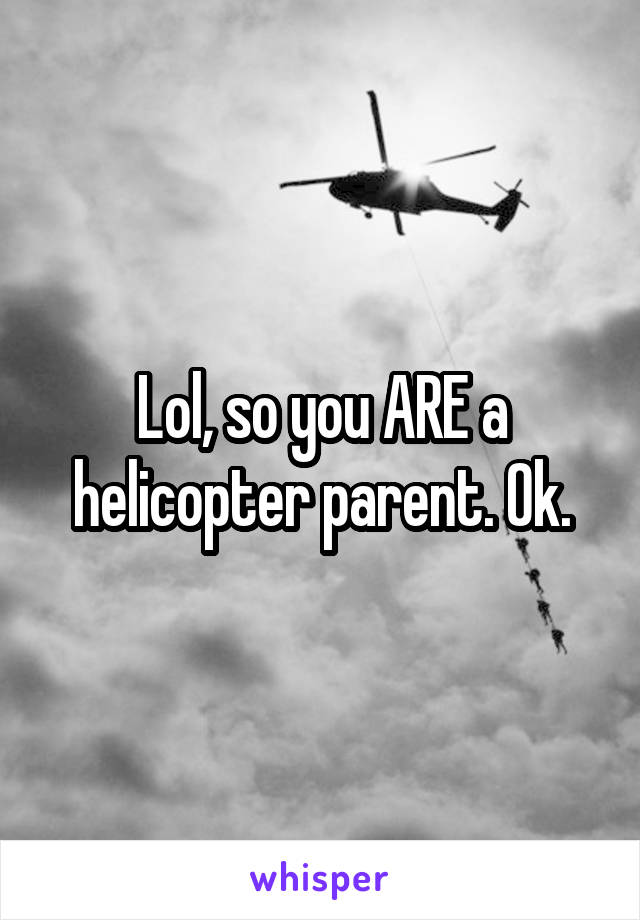 Lol, so you ARE a helicopter parent. Ok.