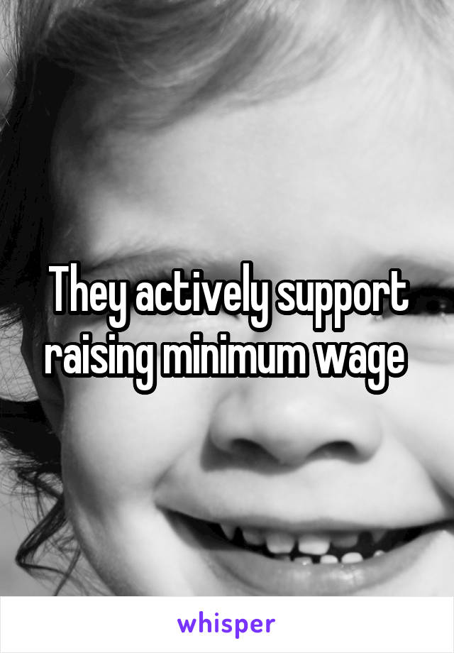 They actively support raising minimum wage 