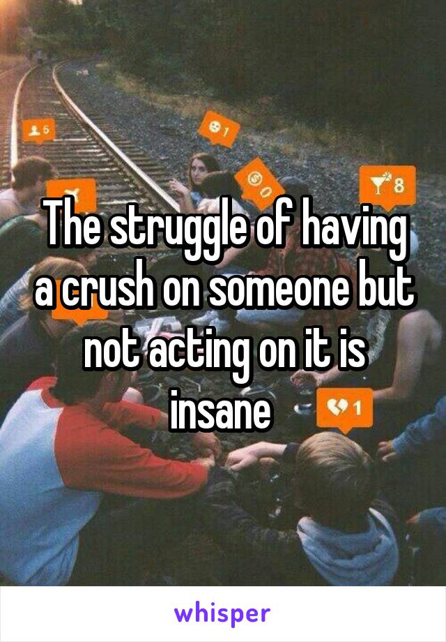 The struggle of having a crush on someone but not acting on it is insane 