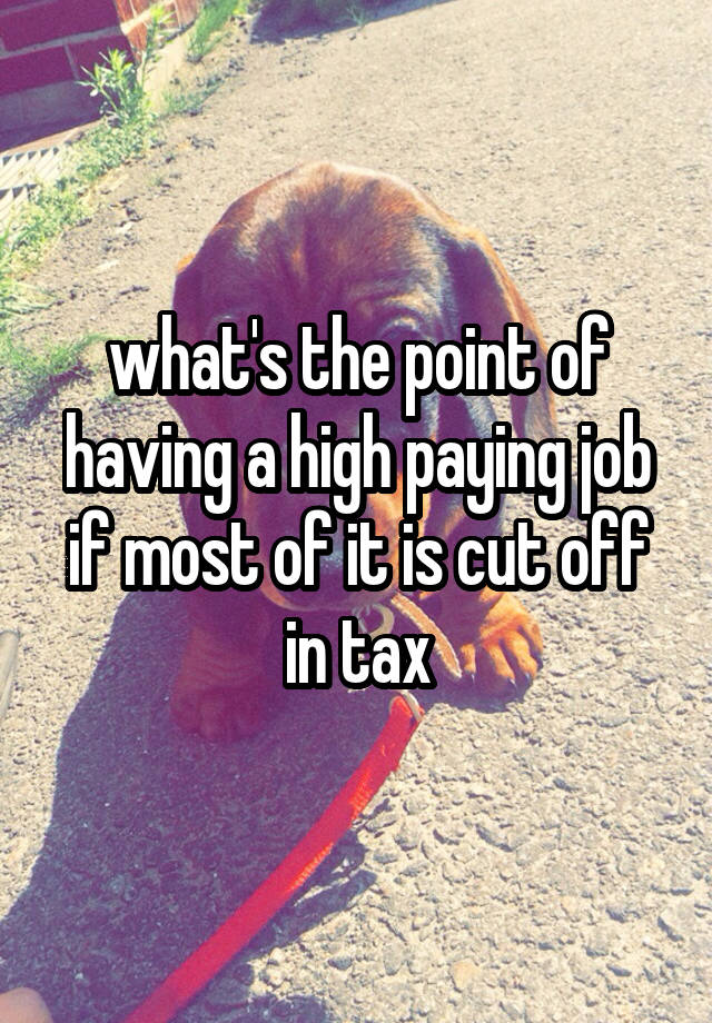 what's the point of having a high paying job if most of it is cut off in tax