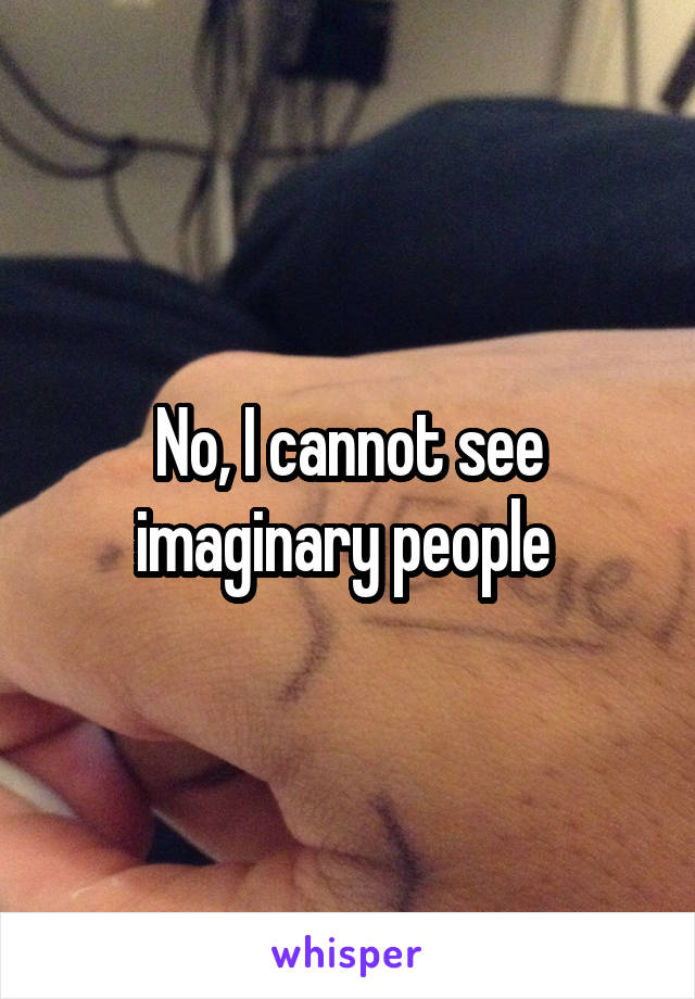 No, I cannot see imaginary people 