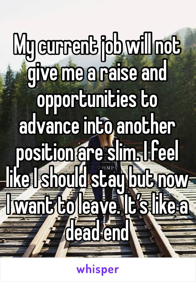 My current job will not give me a raise and opportunities to advance into another position are slim. I feel like I should stay but now I want to leave. It’s like a dead end